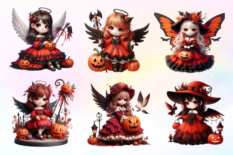 Halloween Cute Angel Clipart Bundle 2 - CraftNest - Digital Crafting and Art