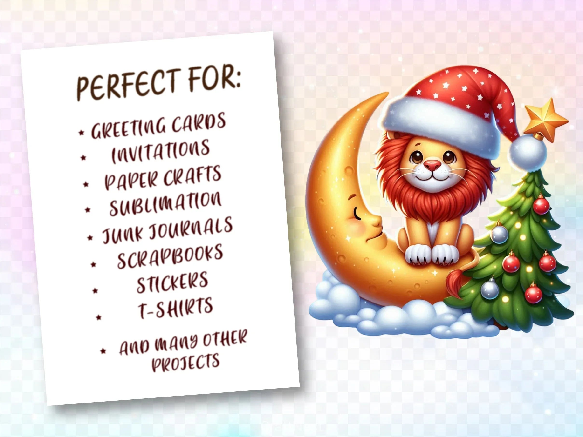 Cute Christmas Lion Clipart Bundle - CraftNest - Digital Crafting and Art