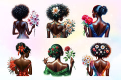Black Woman Rear View Clipart Bundle - CraftNest - Digital Crafting and Art