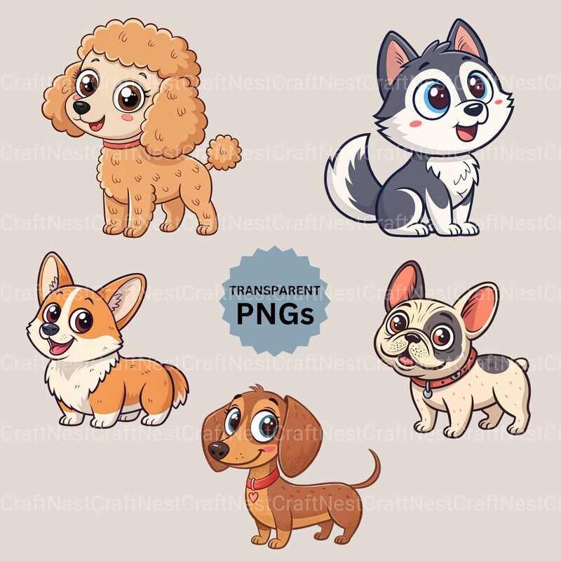 Cute Dogs Clipart Bundle - CraftNest - Digital Crafting and Art