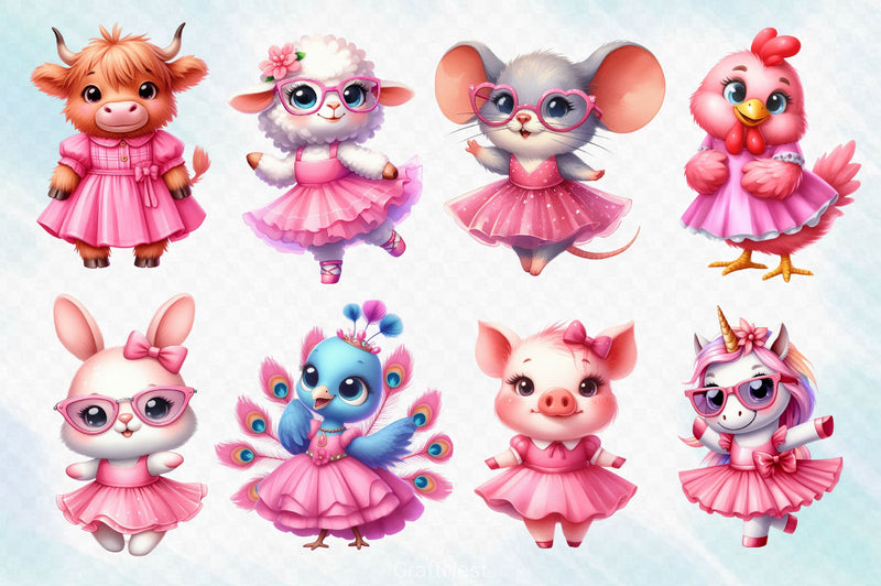 Animal Cute Ballerina Clipart Bundle - CraftNest - Digital Crafting and Art