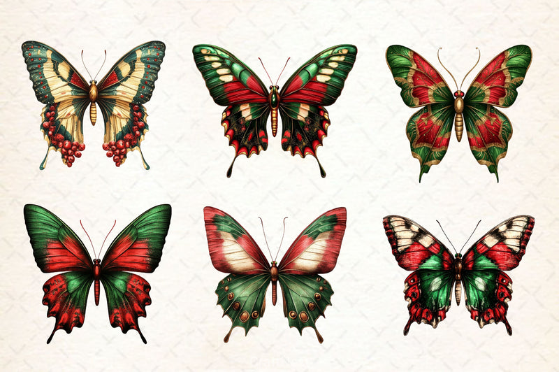 Christmas Butterfly Clipart Bundle 2 - CraftNest - Digital Crafting and Art