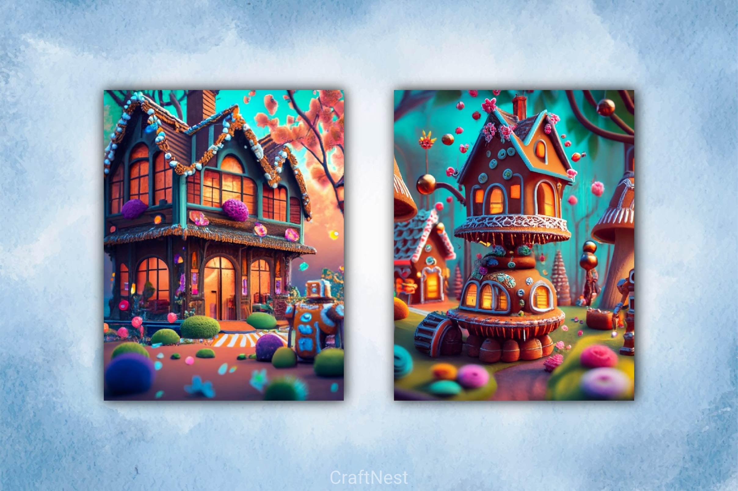 Christmas Candy Village Background Clipart Bundle - CraftNest - Digital Crafting and Art