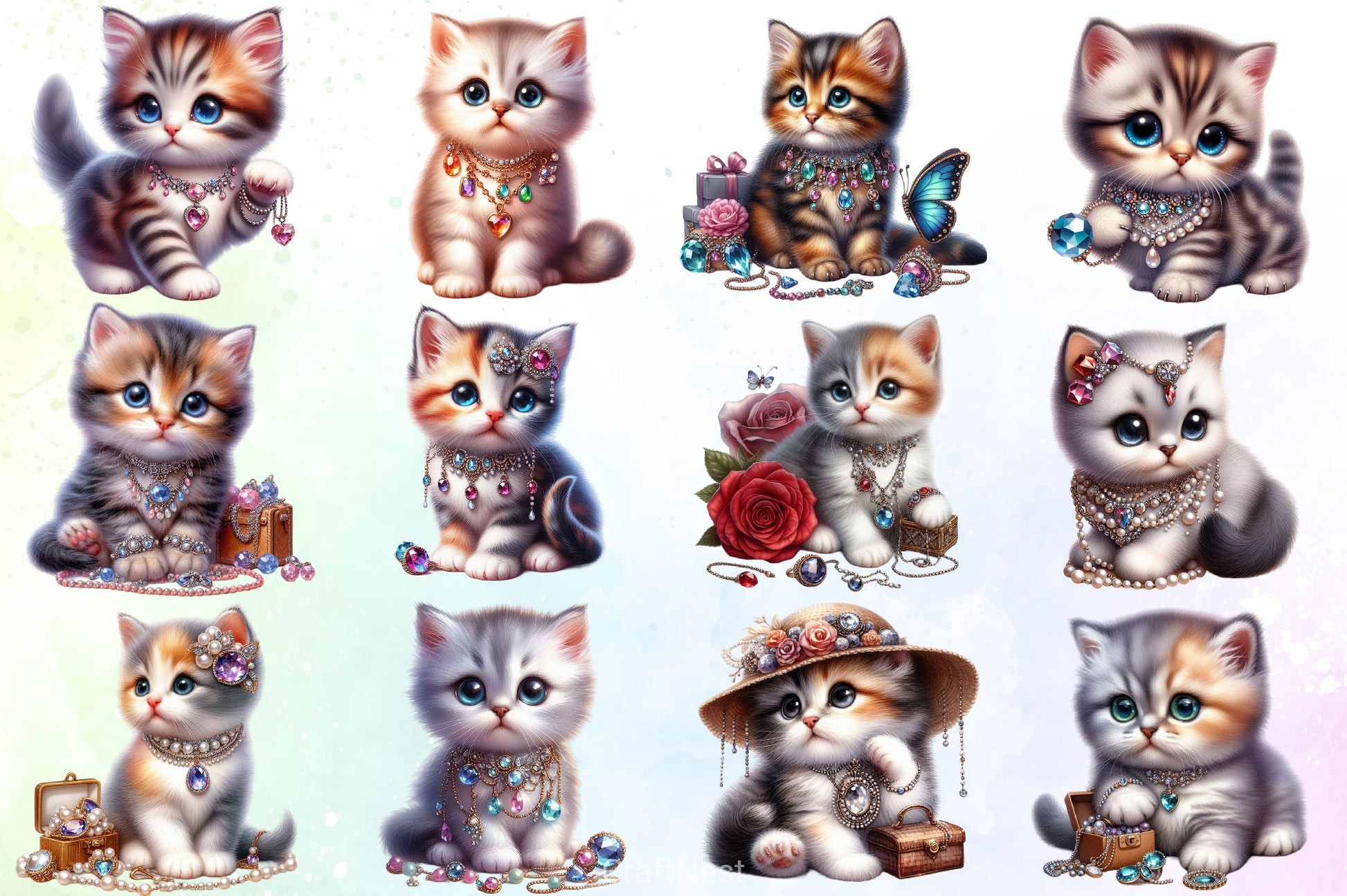 Kitten Jewelry Clipart Bundle - CraftNest - Digital Crafting and Art