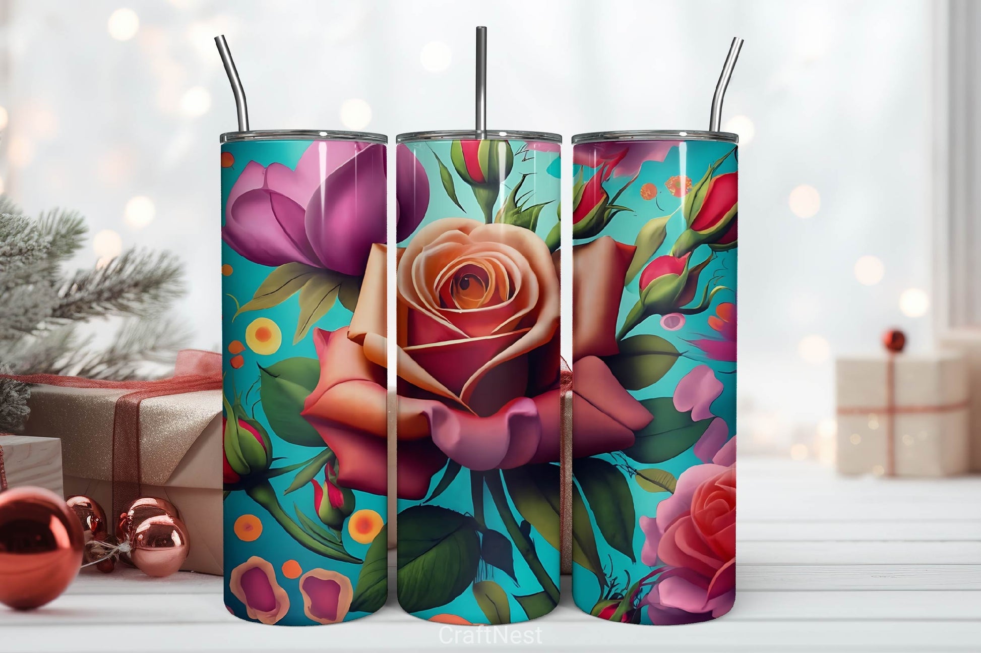 Flower Tumbler Wrap Bundle 10 - CraftNest - Digital Crafting and Art