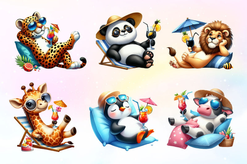 Summer Cocktail And Animals Clipart Bundle - CraftNest - Digital Crafting and Art