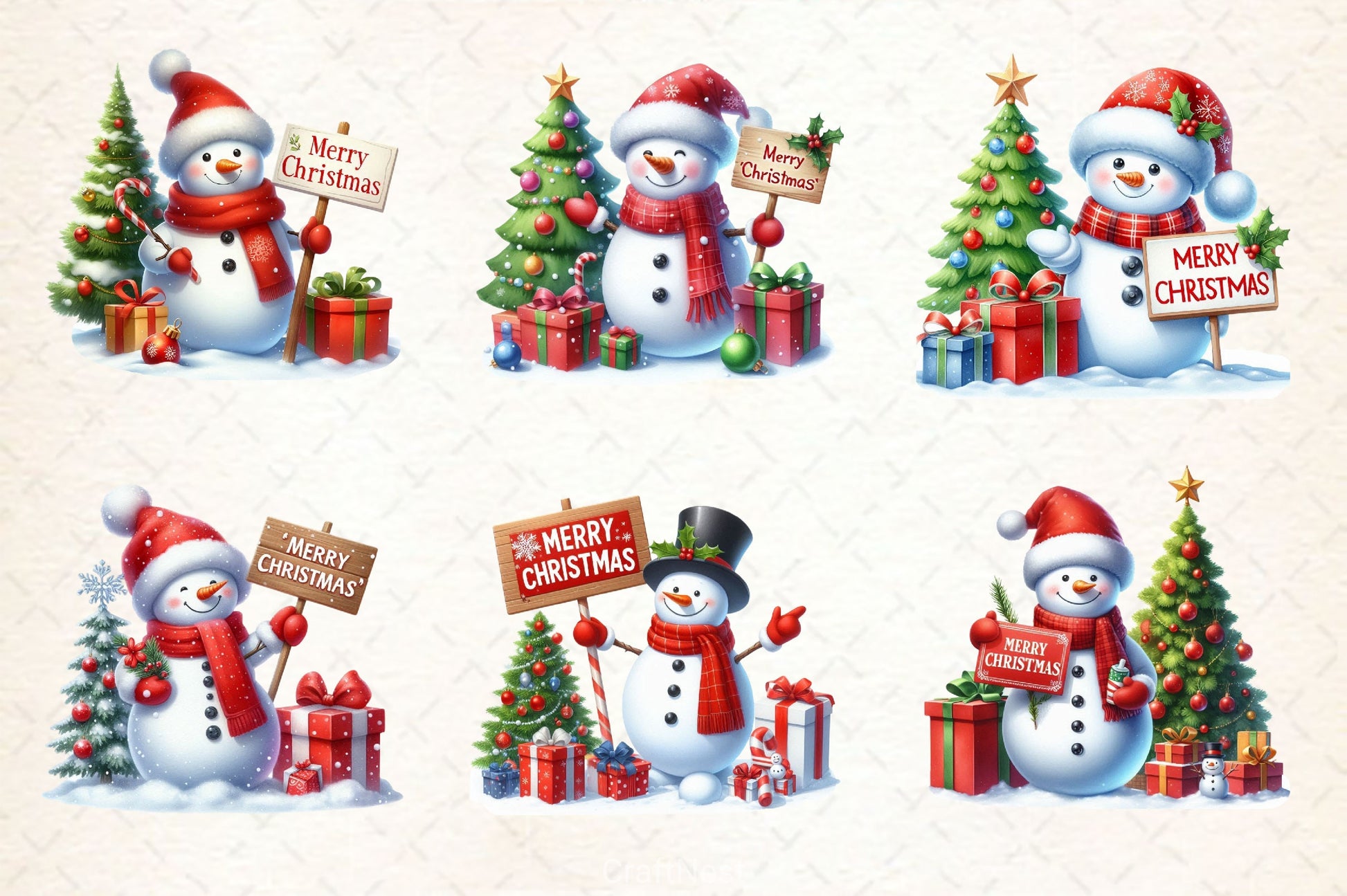 Cute Snowman Christmas Clipart Bundle - CraftNest - Digital Crafting and Art