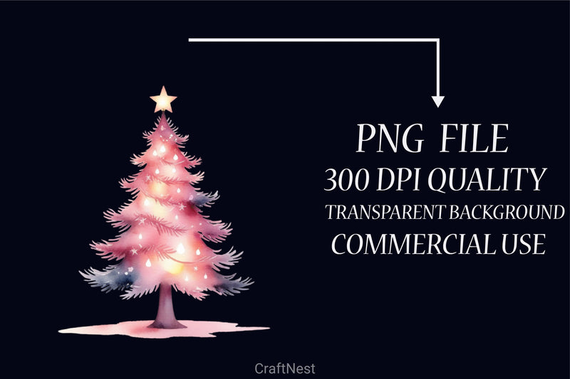 Pink Christmas Tree Clipart Bundle - CraftNest - Digital Crafting and Art