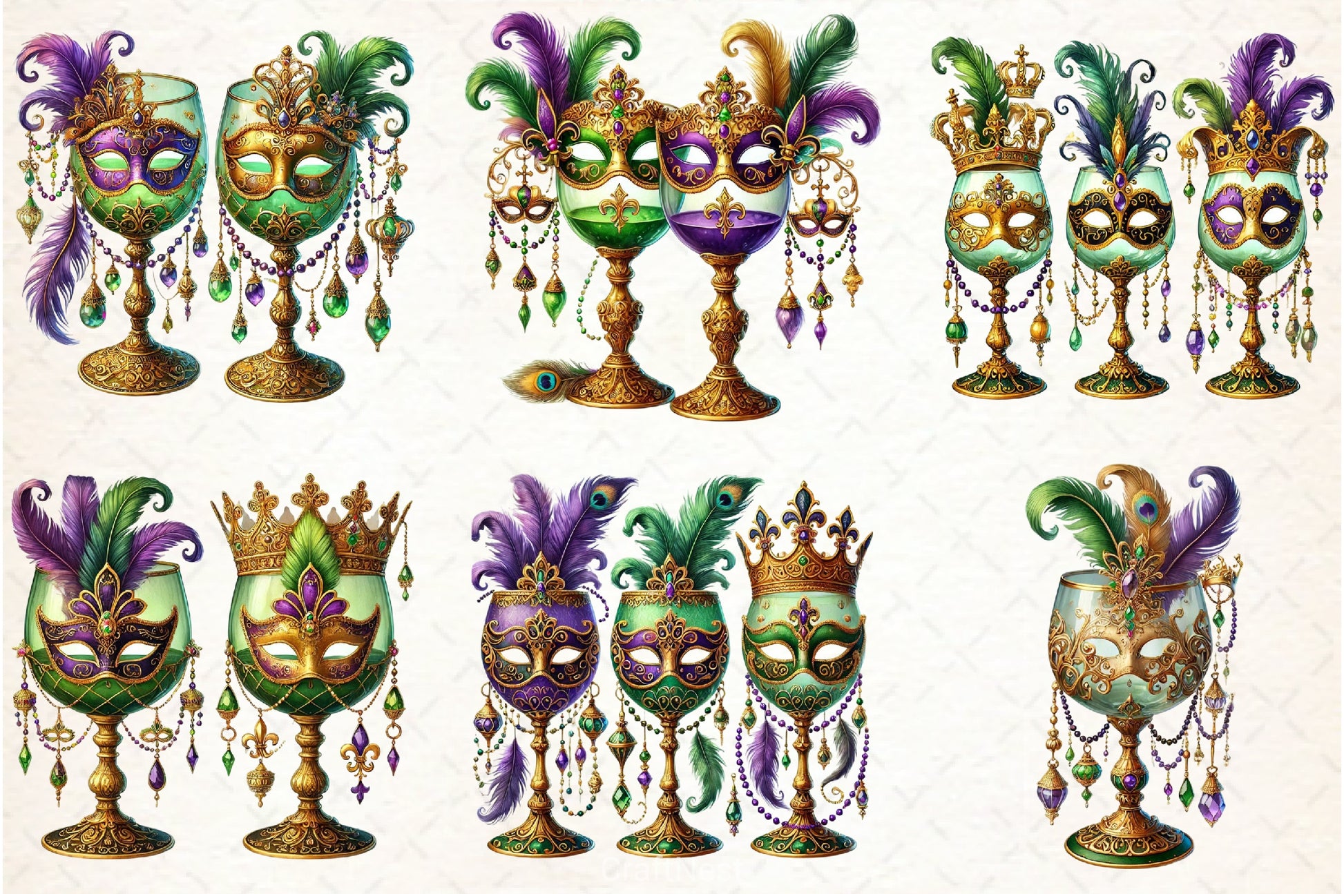 Mardi Gras Drinks Clipart Bundle - CraftNest - Digital Crafting and Art