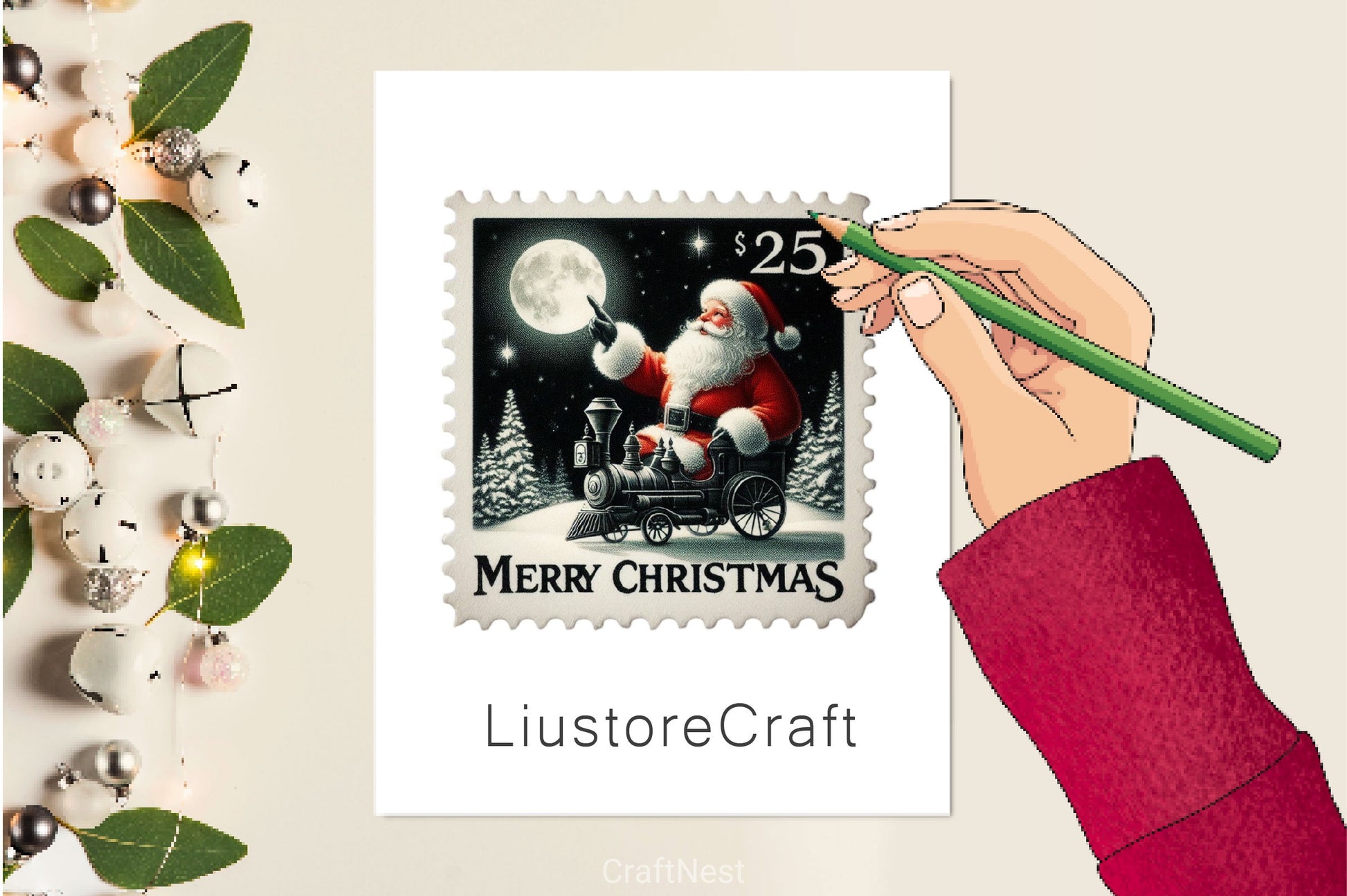 Christmas Santa Postage Stamps Clipart Bundle - CraftNest - Digital Crafting and Art