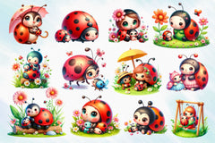 Cute Mom And Baby Ladybug Clipart Bundle - CraftNest - Digital Crafting and Art