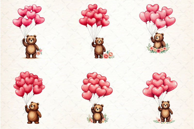 Valentine Teddy Bear Clipart Bundle 2 - CraftNest - Digital Crafting and Art