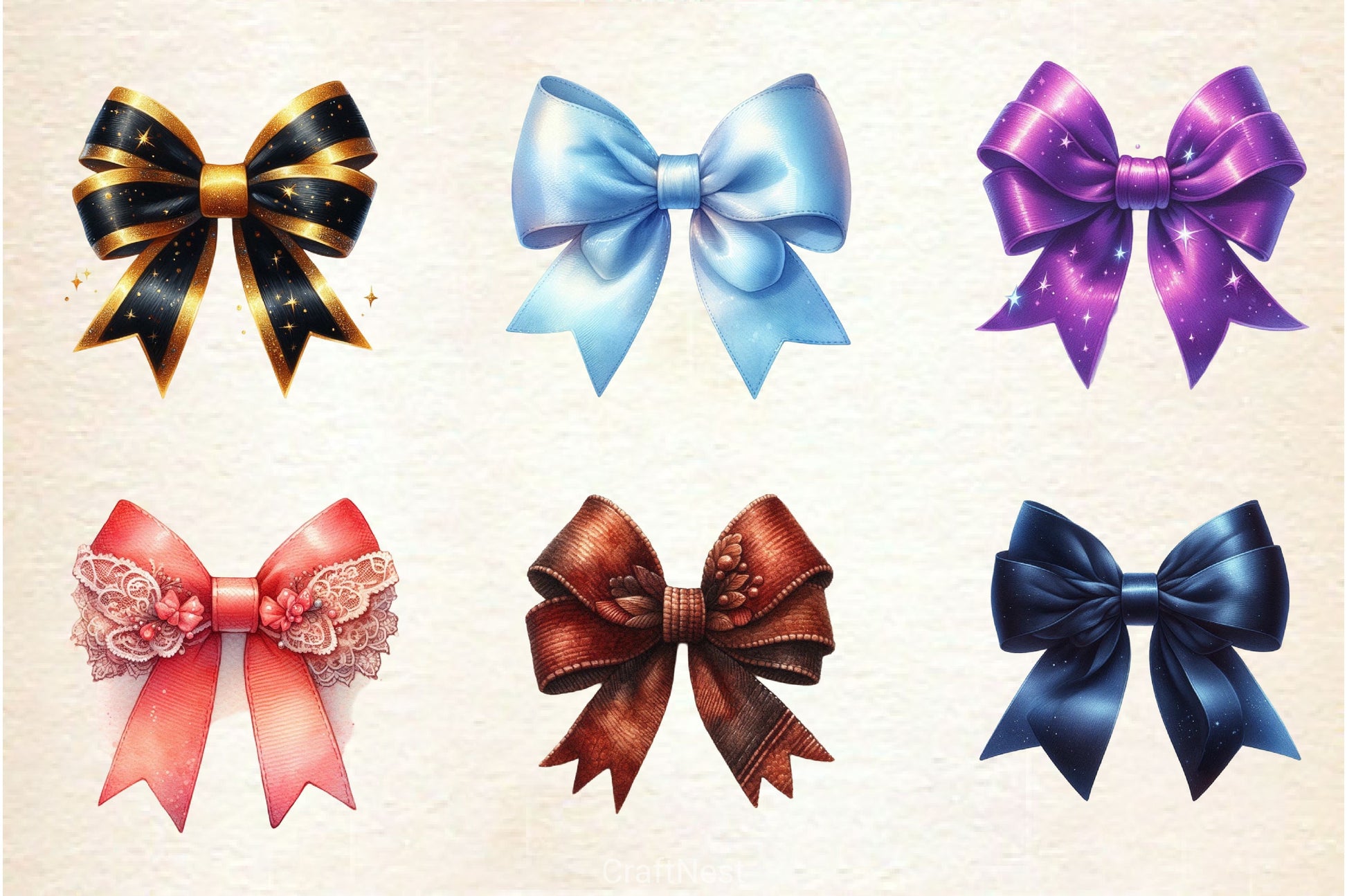 Velvet Bows Clipart Bundle 2 - CraftNest - Digital Crafting and Art