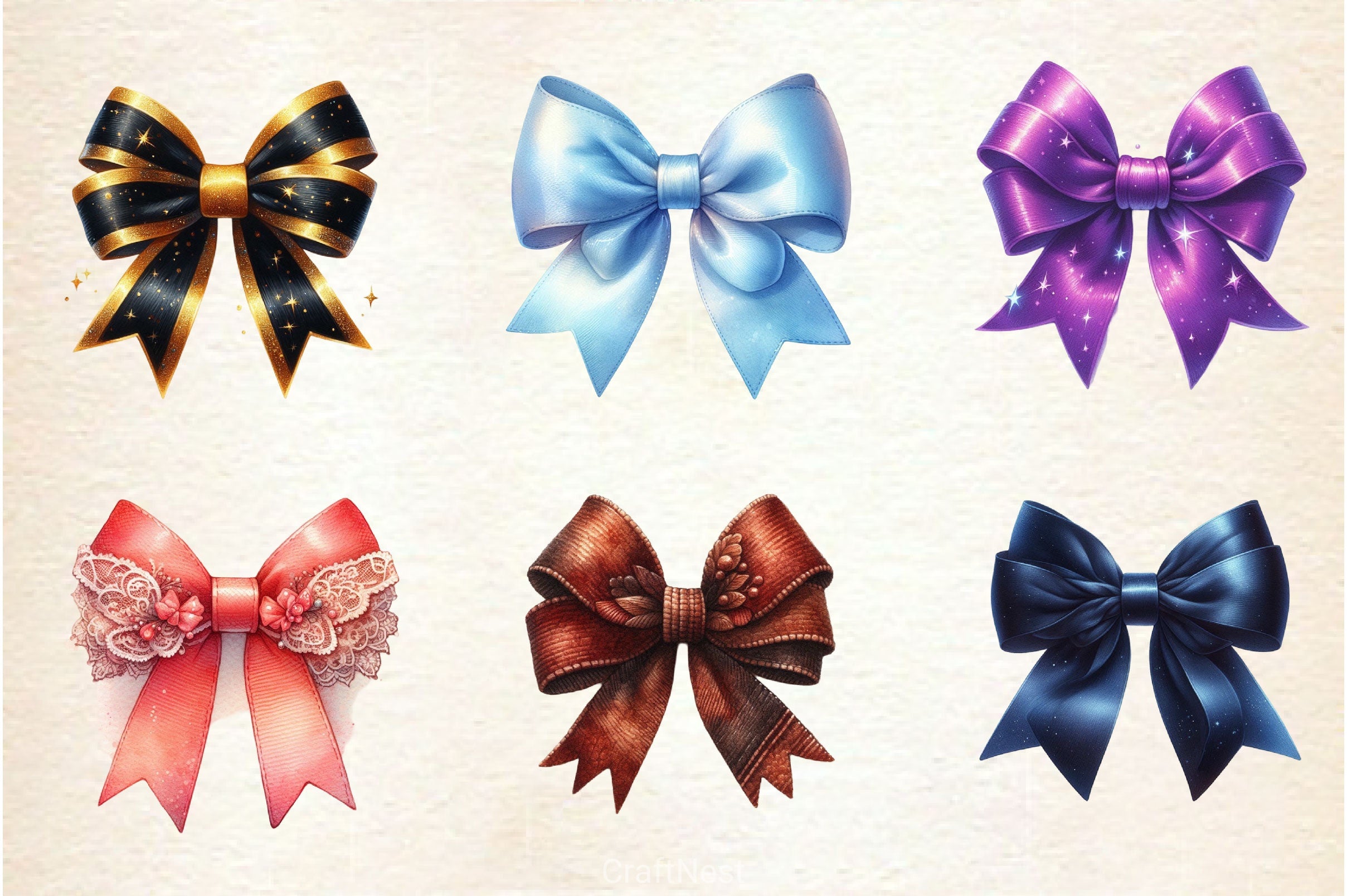 Velvet Bows Clipart Bundle 2 - CraftNest - Digital Crafting and Art