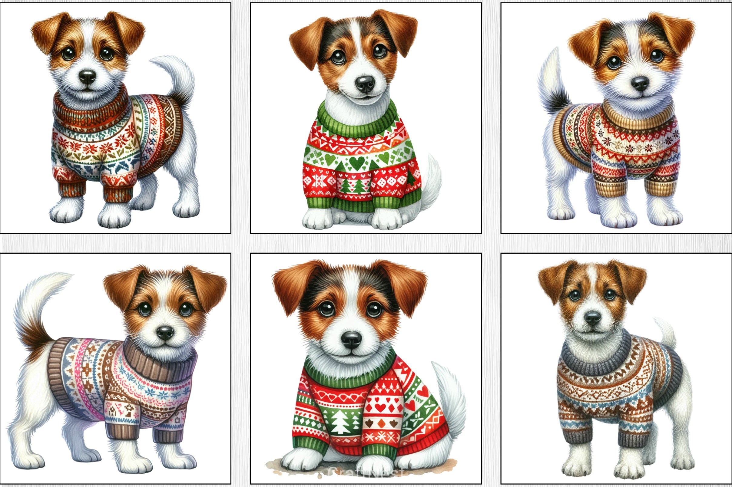 Christmas Jack Russell Terrier Clipart Bundle - CraftNest - Digital Crafting and Art