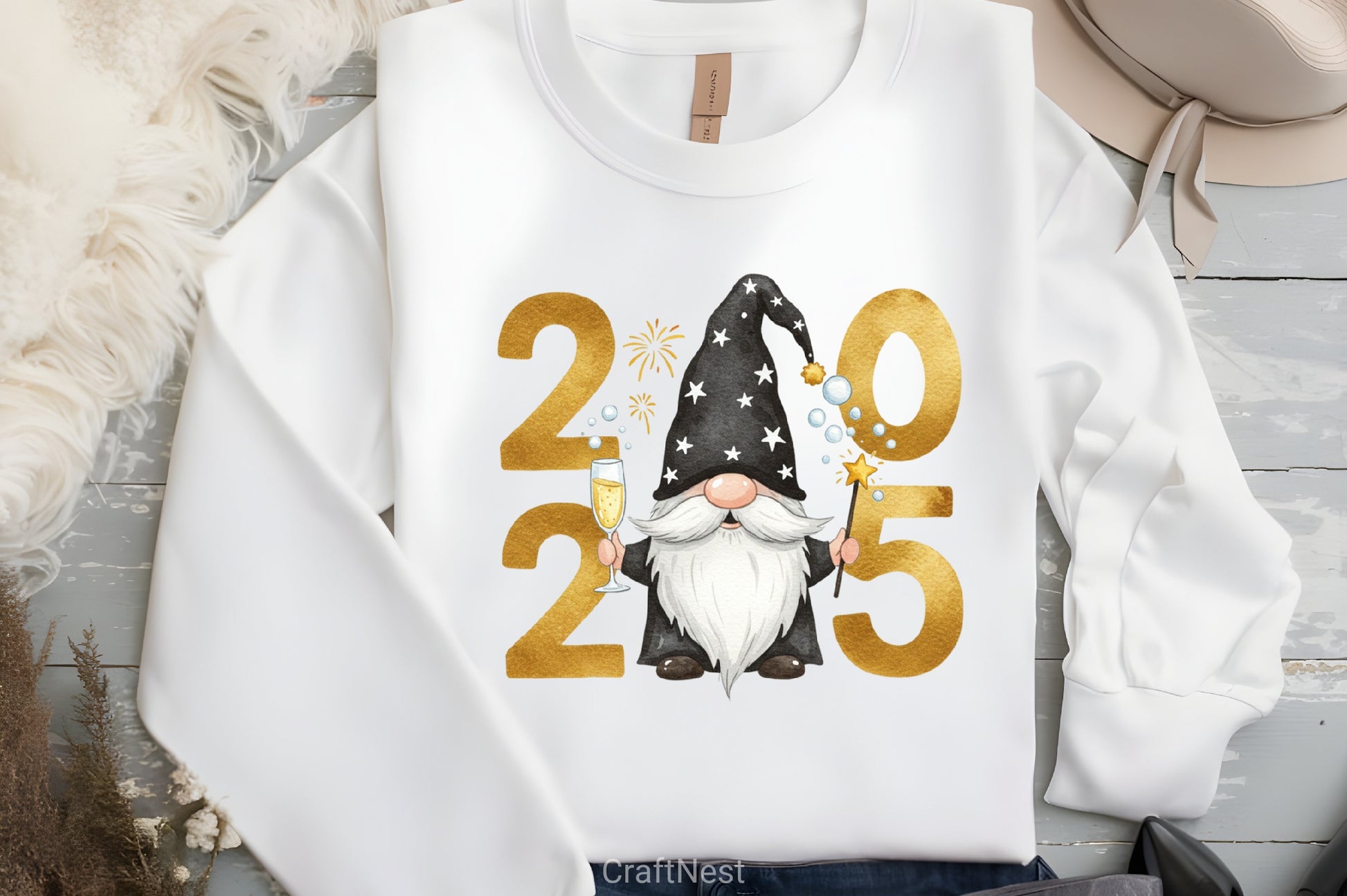 New Year Gnomes 2025 Clipart Bundle 6 - CraftNest - Digital Crafting and Art