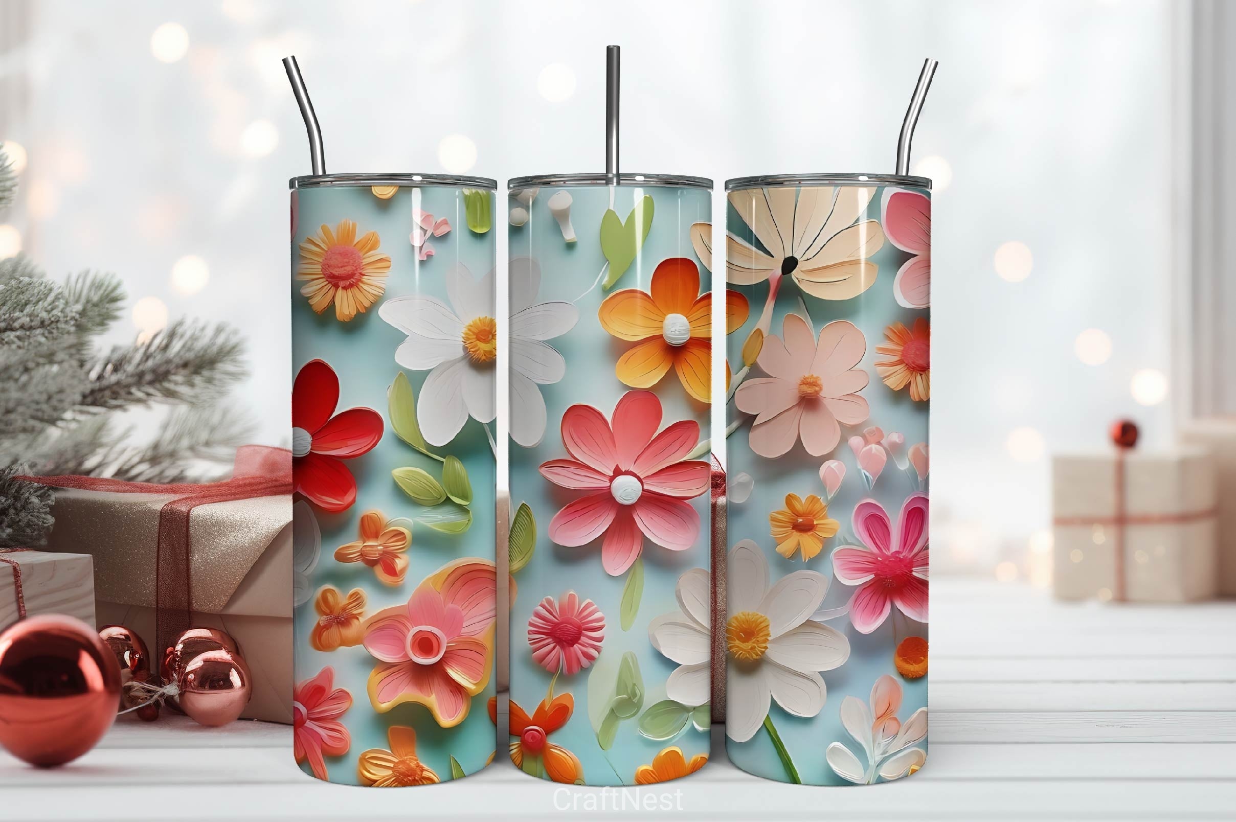 Flower Tumbler Wrap Bundle 33 - CraftNest - Digital Crafting and Art