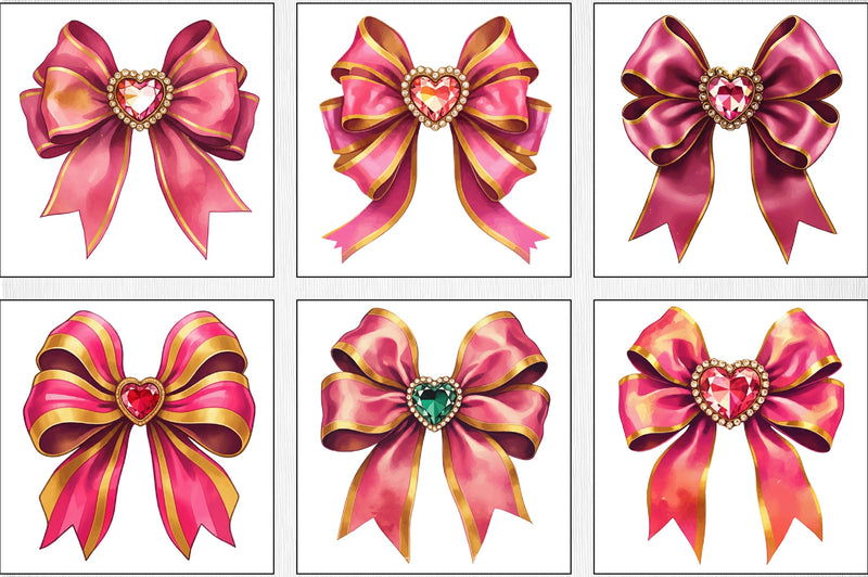 Pink Gem Bow Clipart Bundle - CraftNest - Digital Crafting and Art