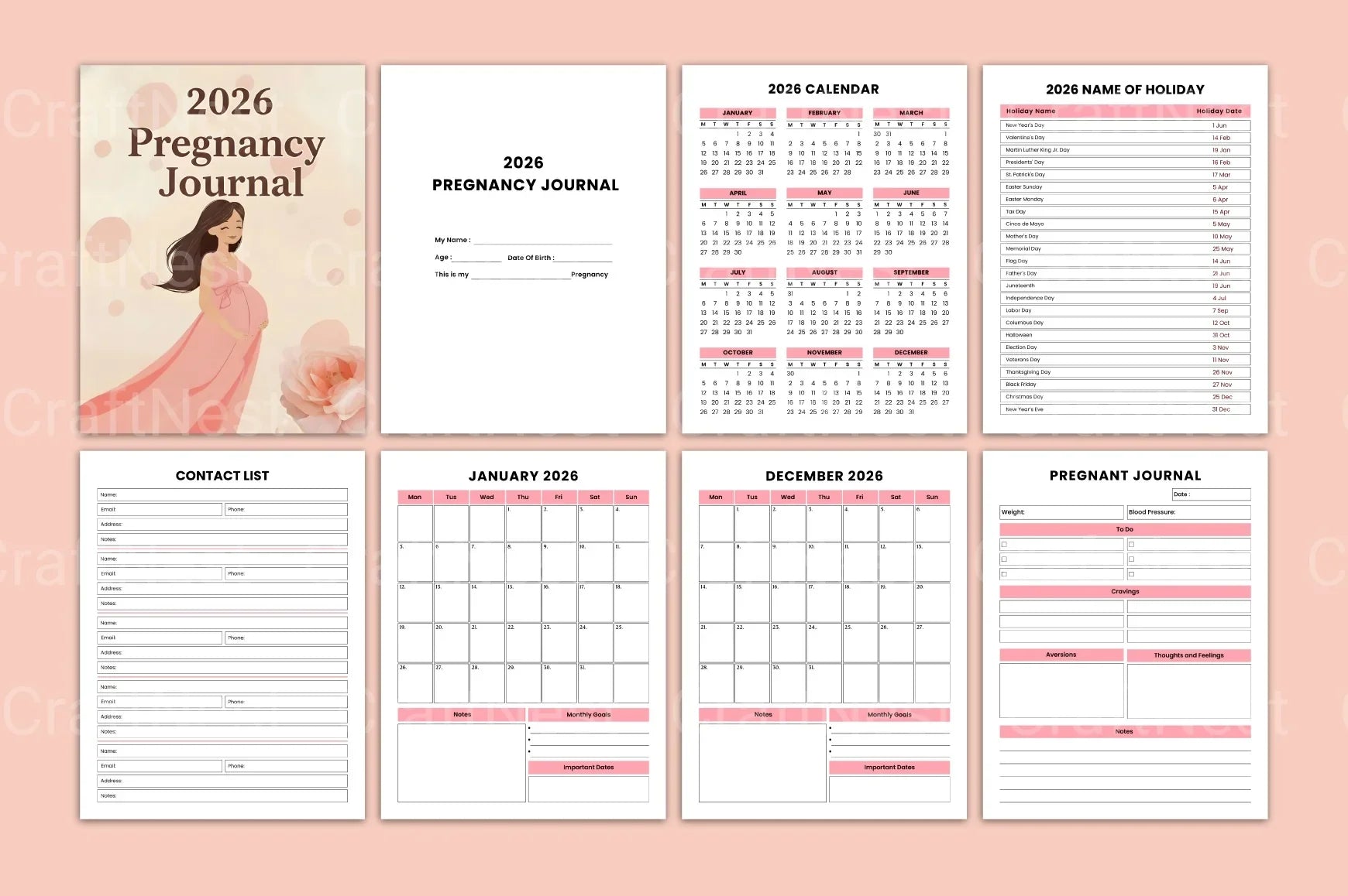 Pregnancy KDP Journal: Track Your Journey - CraftNest - Digital Crafting and Art