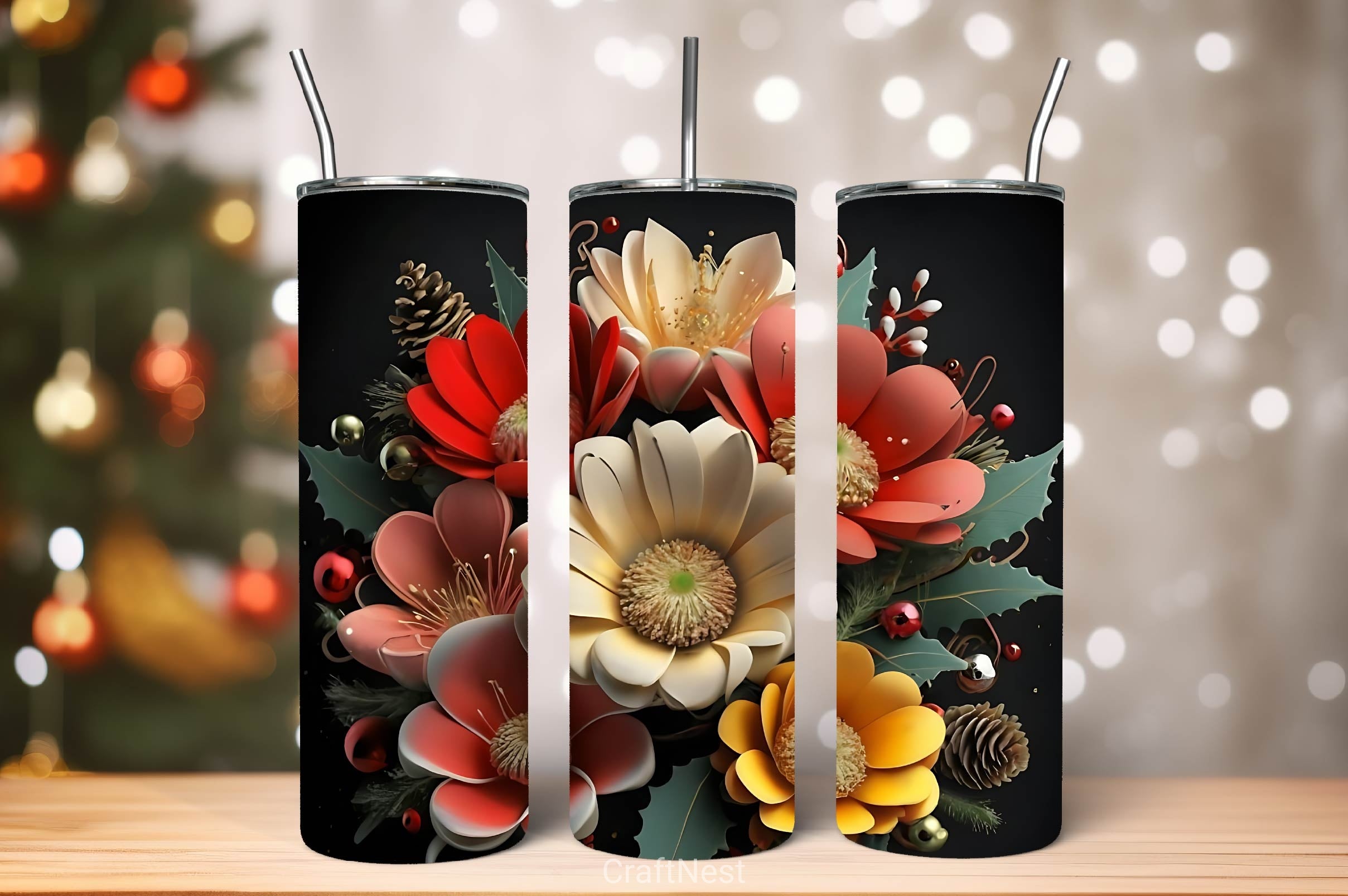 Flower Tumbler Wrap Bundle 5 - CraftNest - Digital Crafting and Art