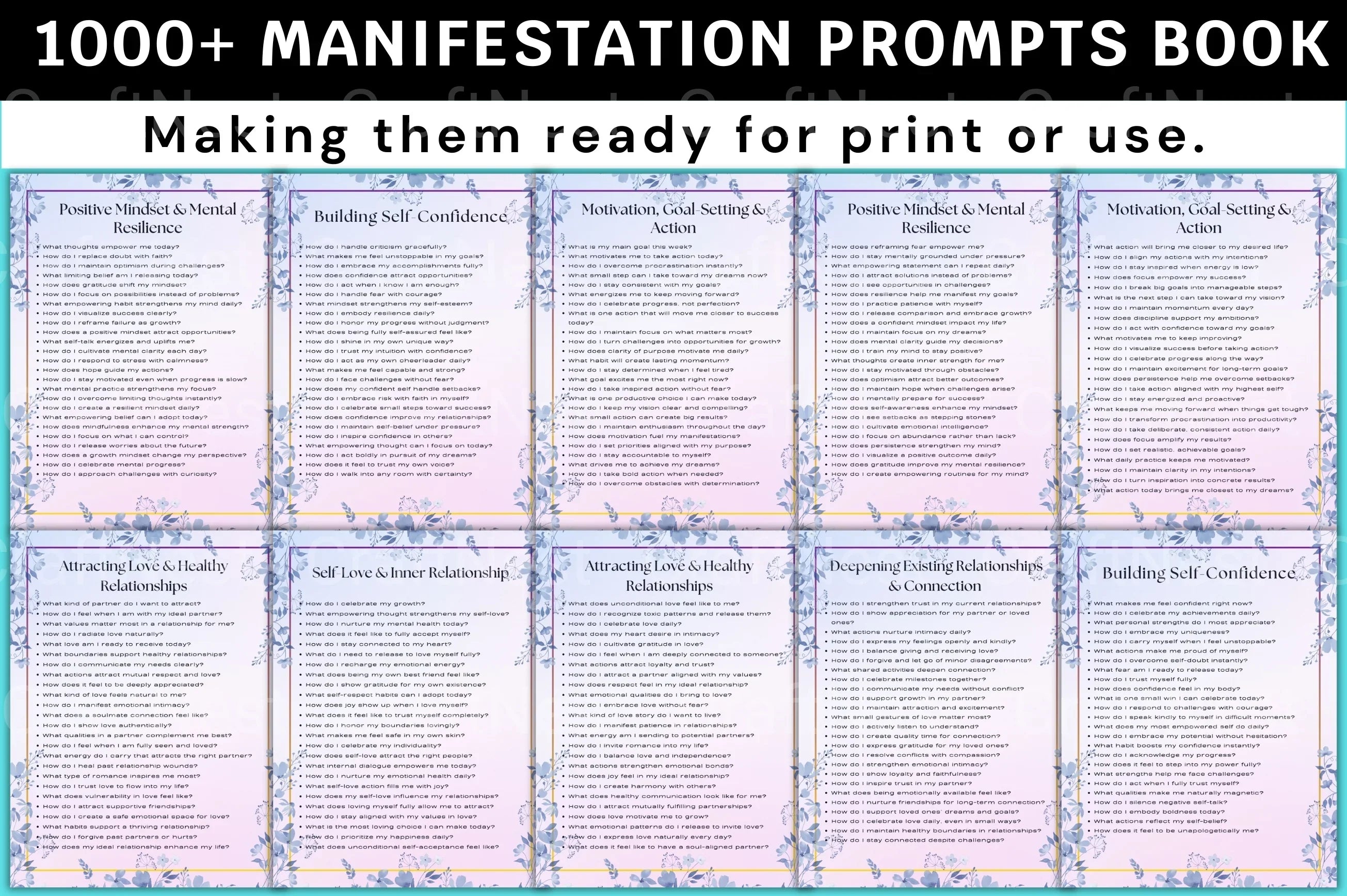 Manifestation Prompts Book for Personal Growth - CraftNest - Digital Crafting and Art