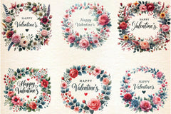 Valentine's Floral Wreath Clipart Bundle - CraftNest - Digital Crafting and Art
