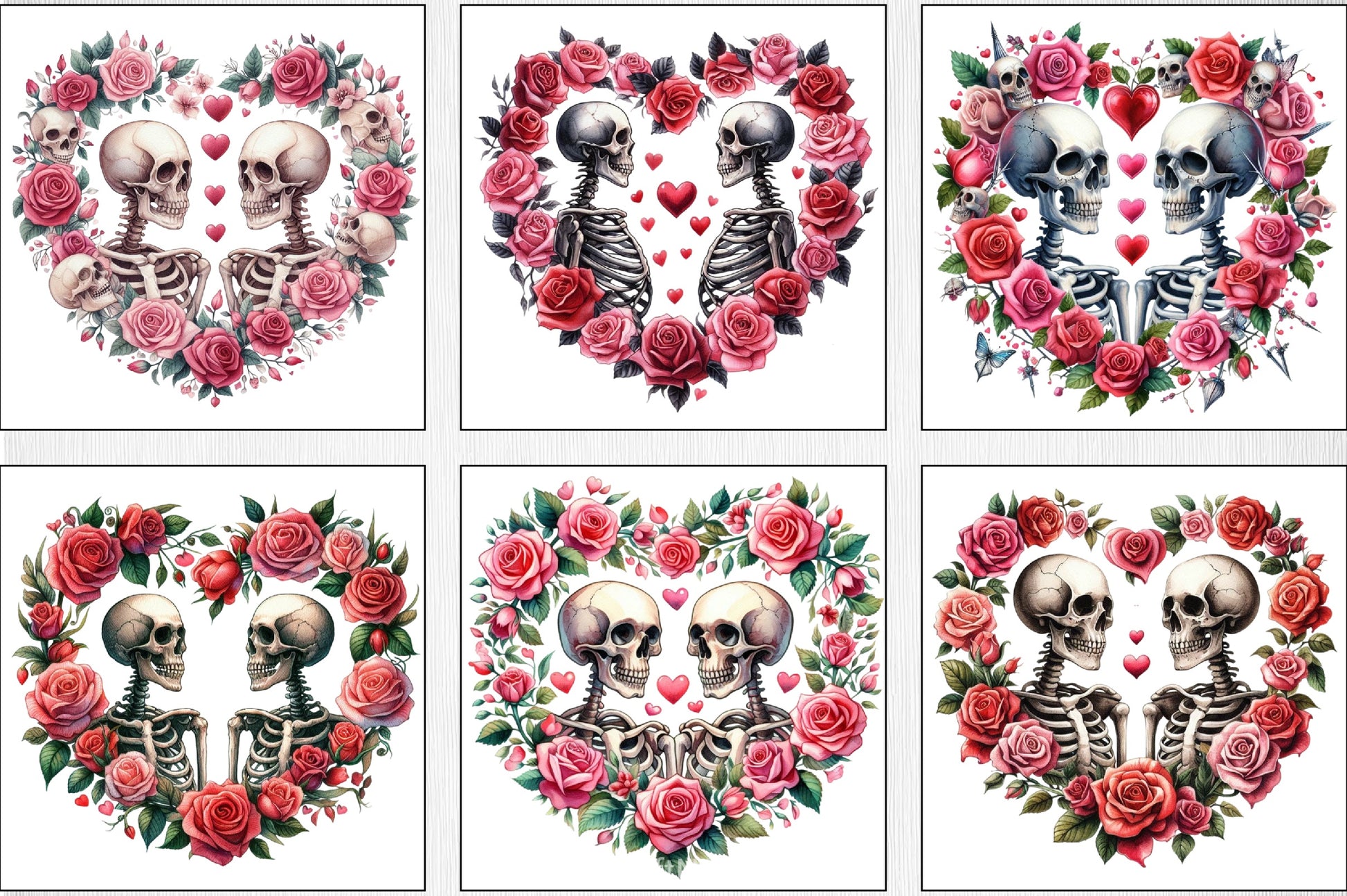 Valentine's Day Skull Heart Clipart Bundle - CraftNest - Digital Crafting and Art