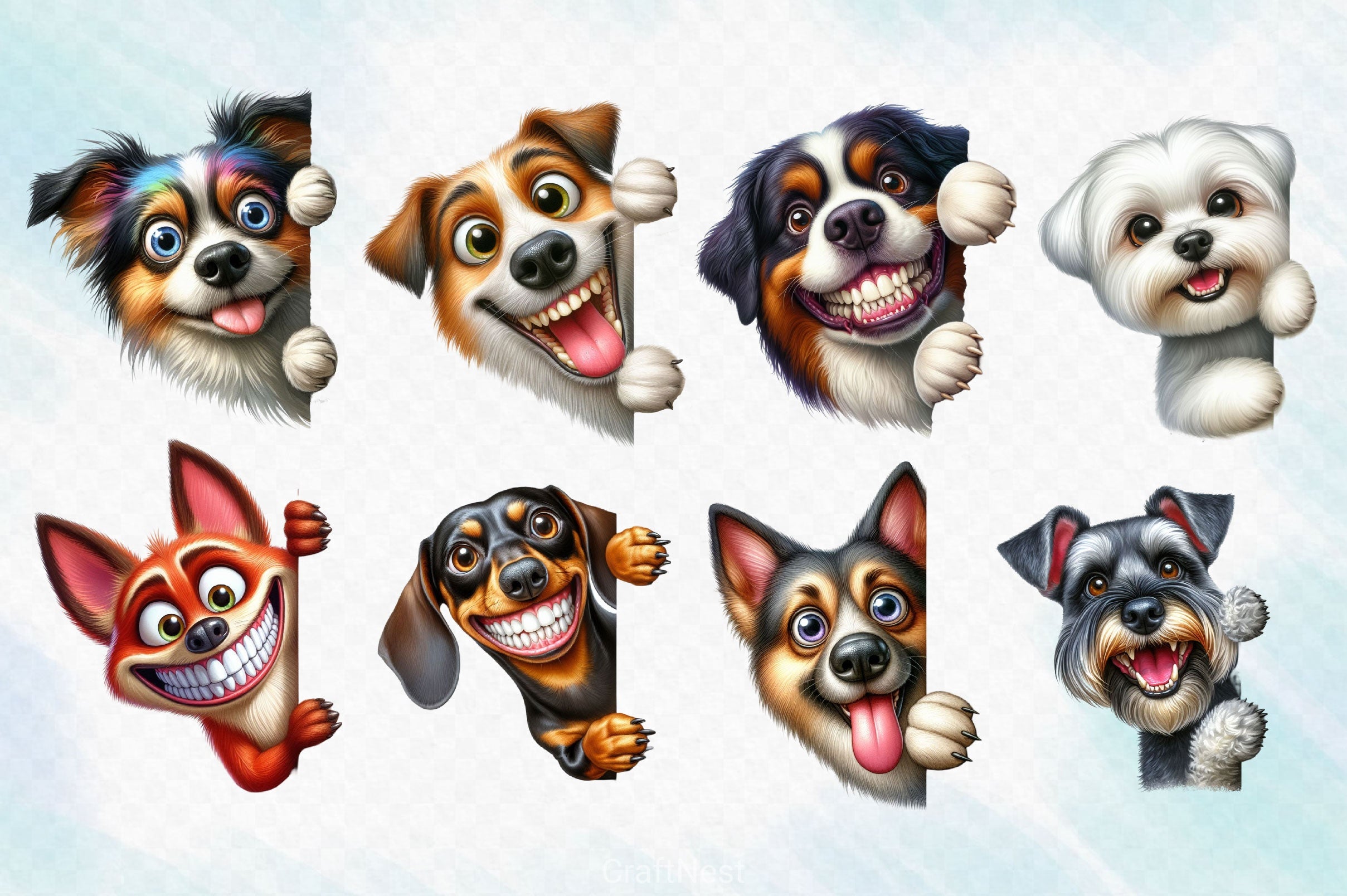 Funny Animals Peeking Around Corner Clipart Bundle 5 - CraftNest - Digital Crafting and Art