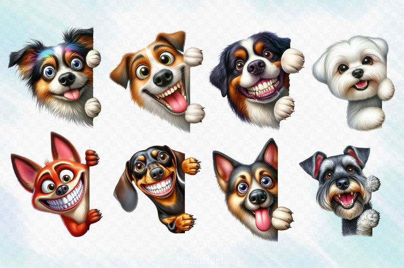 Funny Animals Peeking Around Corner Clipart Bundle 5 - CraftNest - Digital Crafting and Art