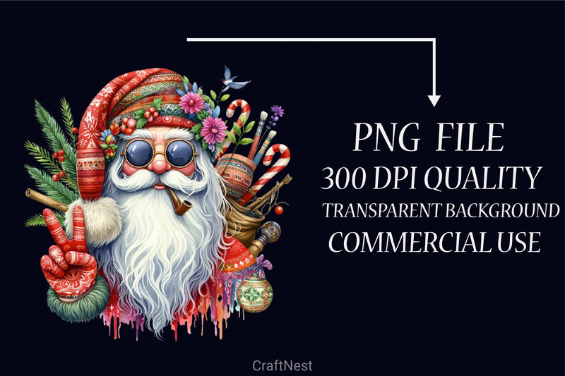 Hippie Santa Clipart Bundle - CraftNest - Digital Crafting and Art