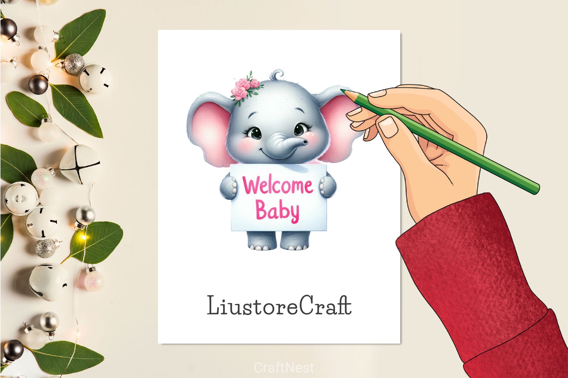 Set Of Pink Welcome Baby Clipart Bundle - CraftNest - Digital Crafting and Art