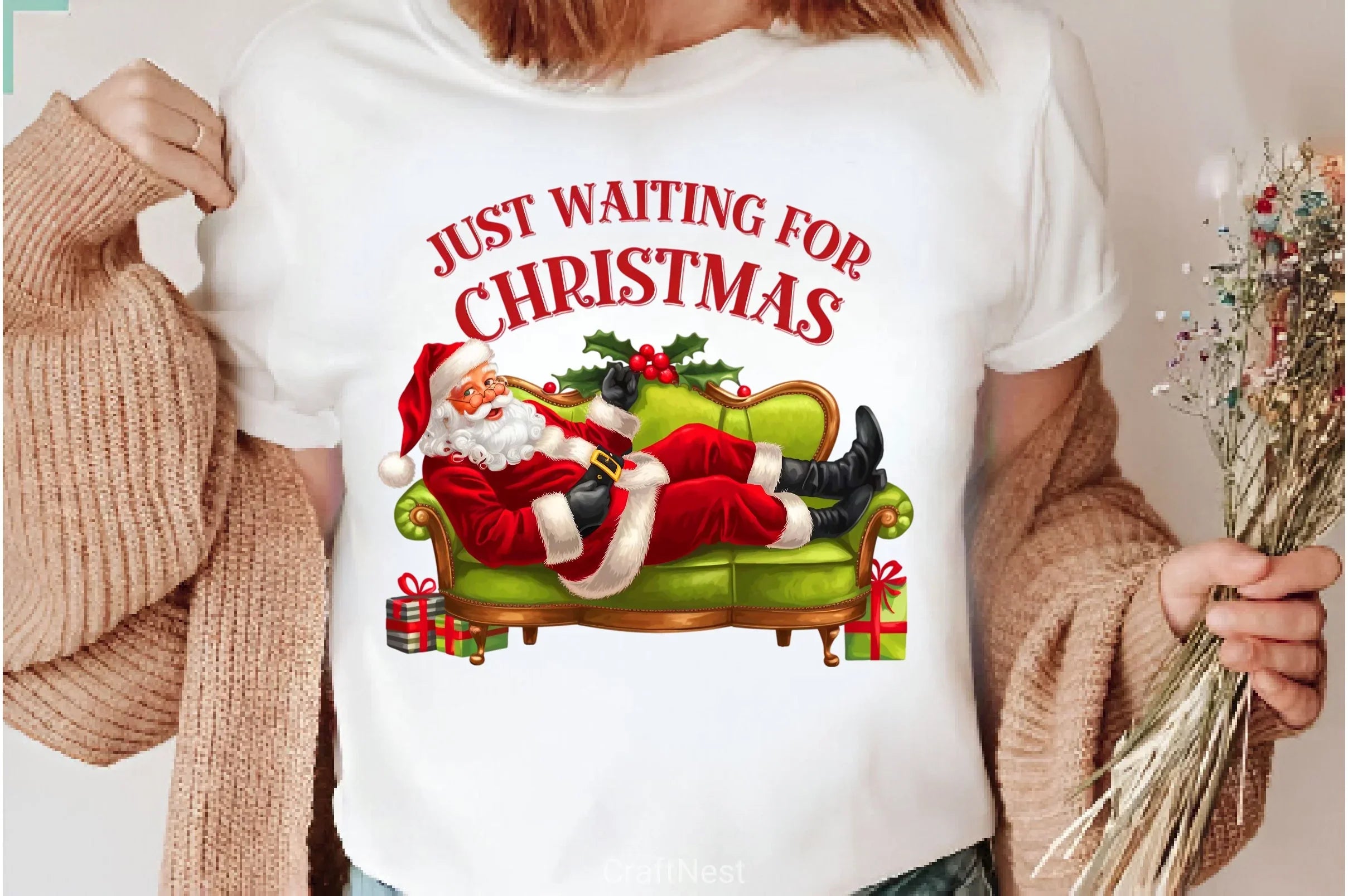 Just Waiting For Christmas Retro Clipart Bundle - CraftNest - Digital Crafting and Art