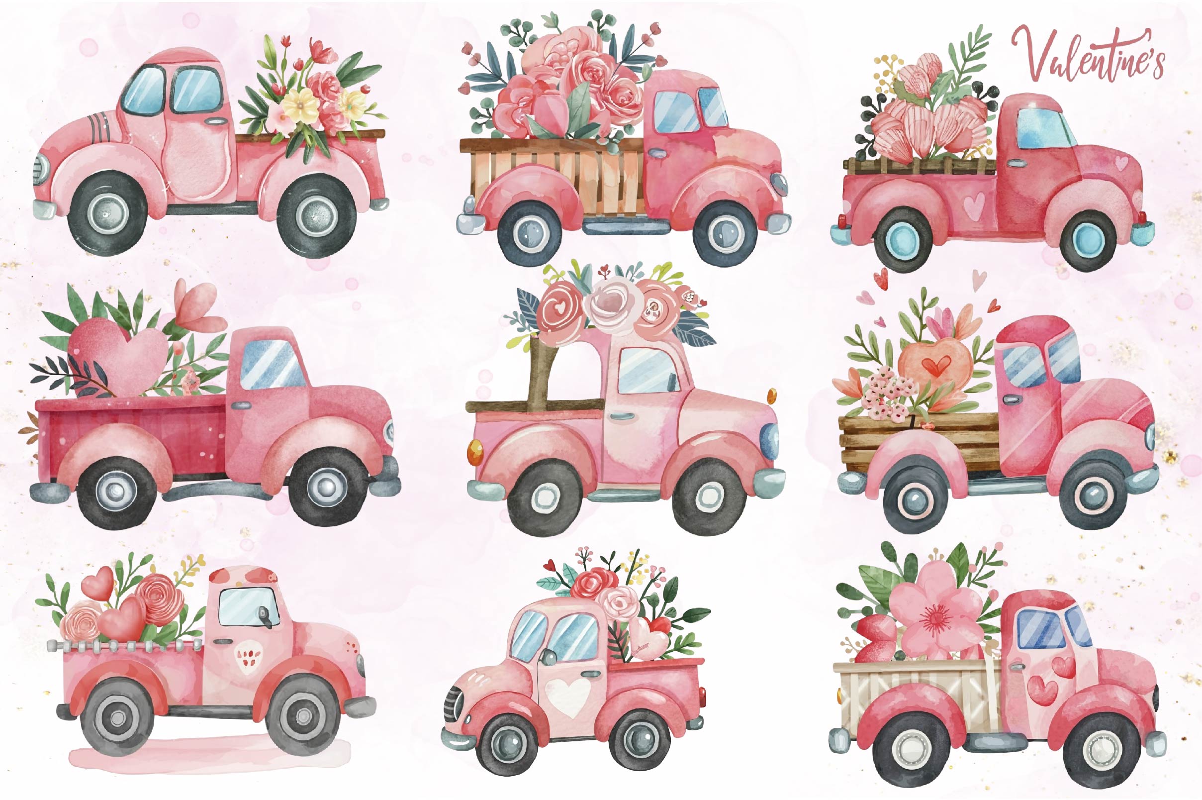 Valentine Truck Clipart Bundle - CraftNest - Digital Crafting and Art