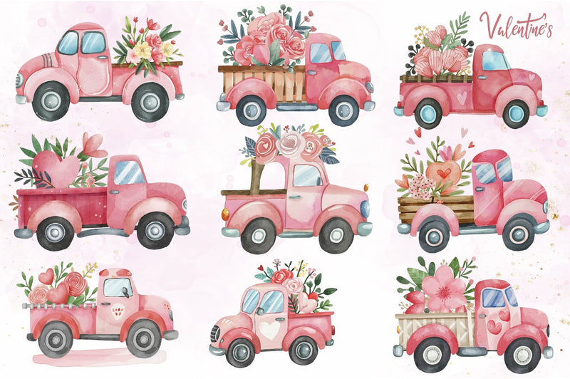 Valentine Truck Clipart Bundle - CraftNest - Digital Crafting and Art