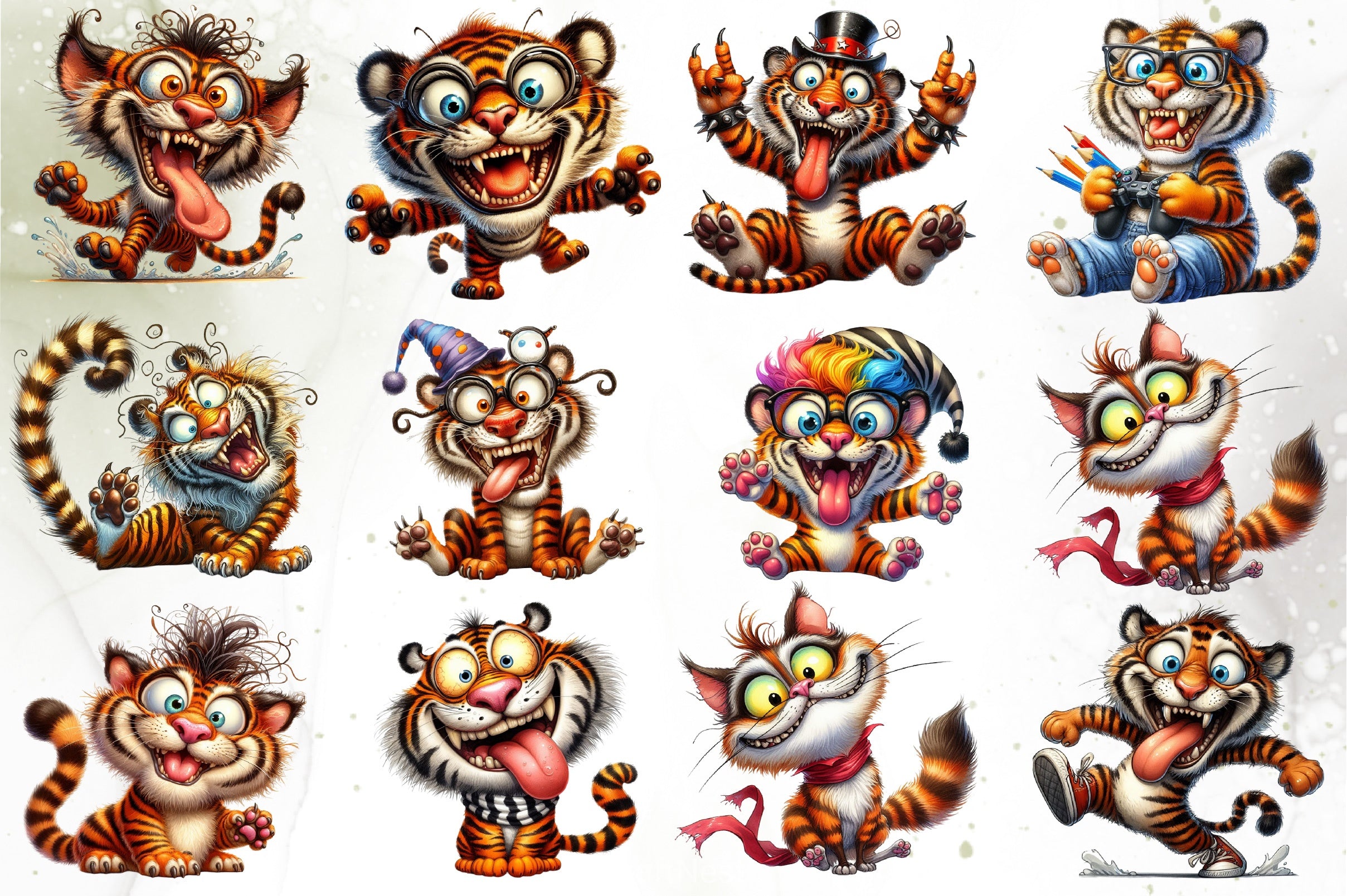 Funny Crazy Tiger Clipart Bundle - CraftNest - Digital Crafting and Art