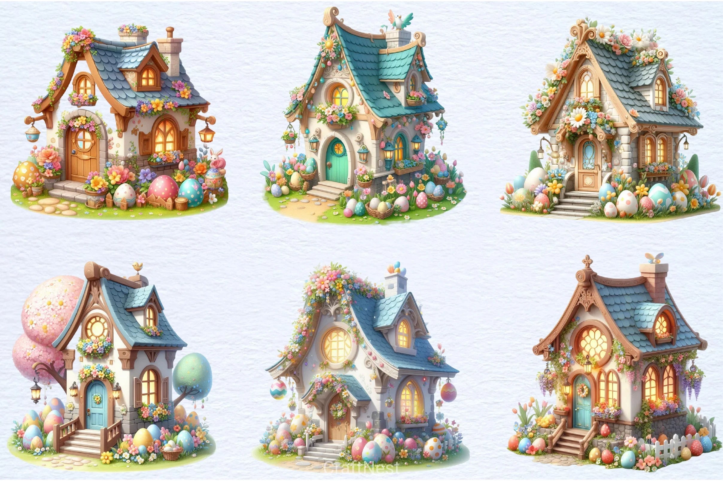 Easter House Clipart Bundle - CraftNest - Digital Crafting and Art