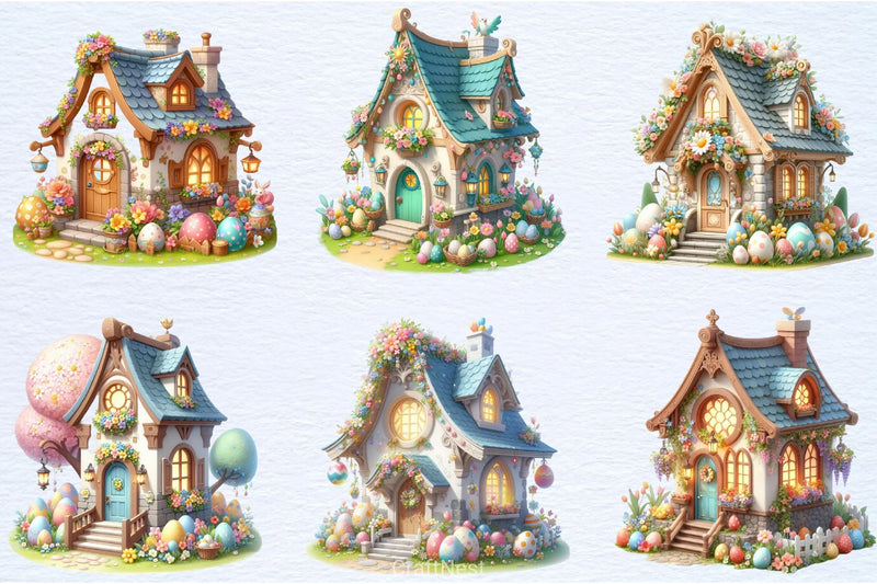 Easter House Clipart Bundle - CraftNest - Digital Crafting and Art