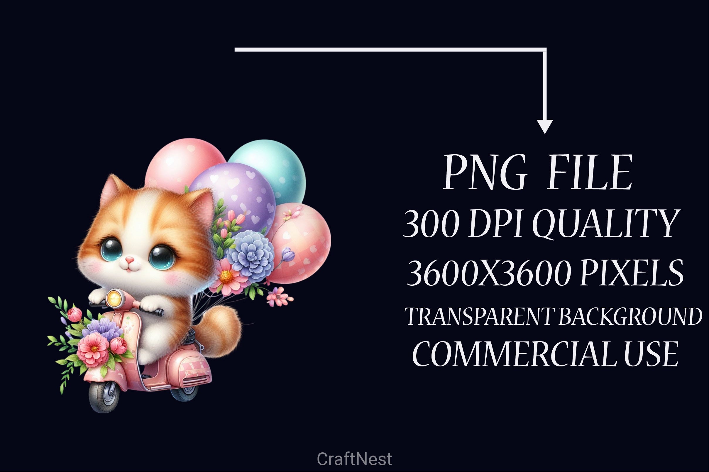 Cute Cat Scooter Clipart Bundle - CraftNest - Digital Crafting and Art