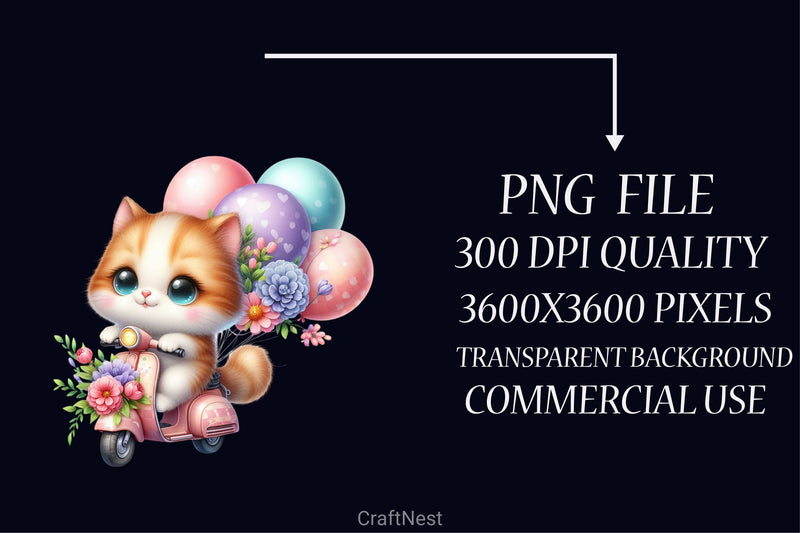 Cute Cat Scooter Clipart Bundle - CraftNest - Digital Crafting and Art