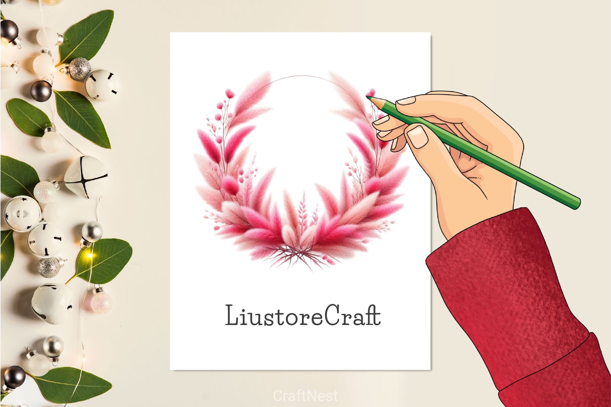 Pink Pampas Rustic Flowers Clipart Bundle - CraftNest - Digital Crafting and Art