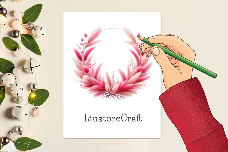 Pink Pampas Rustic Flowers Clipart Bundle - CraftNest - Digital Crafting and Art