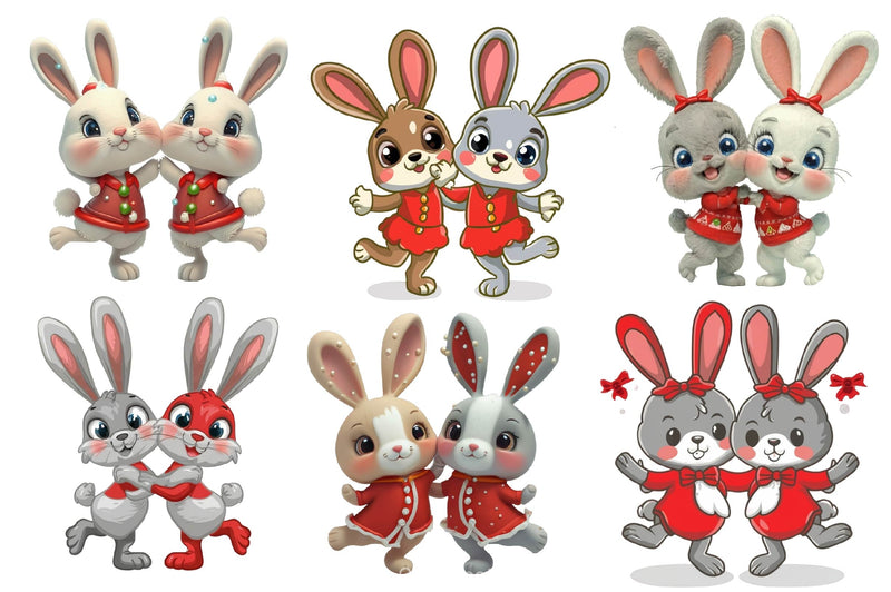 Christmas Bunnies Clipart Bundle 2 - CraftNest - Digital Crafting and Art