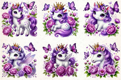 Purple Princess Unicorn Clipart Bundle - CraftNest - Digital Crafting and Art