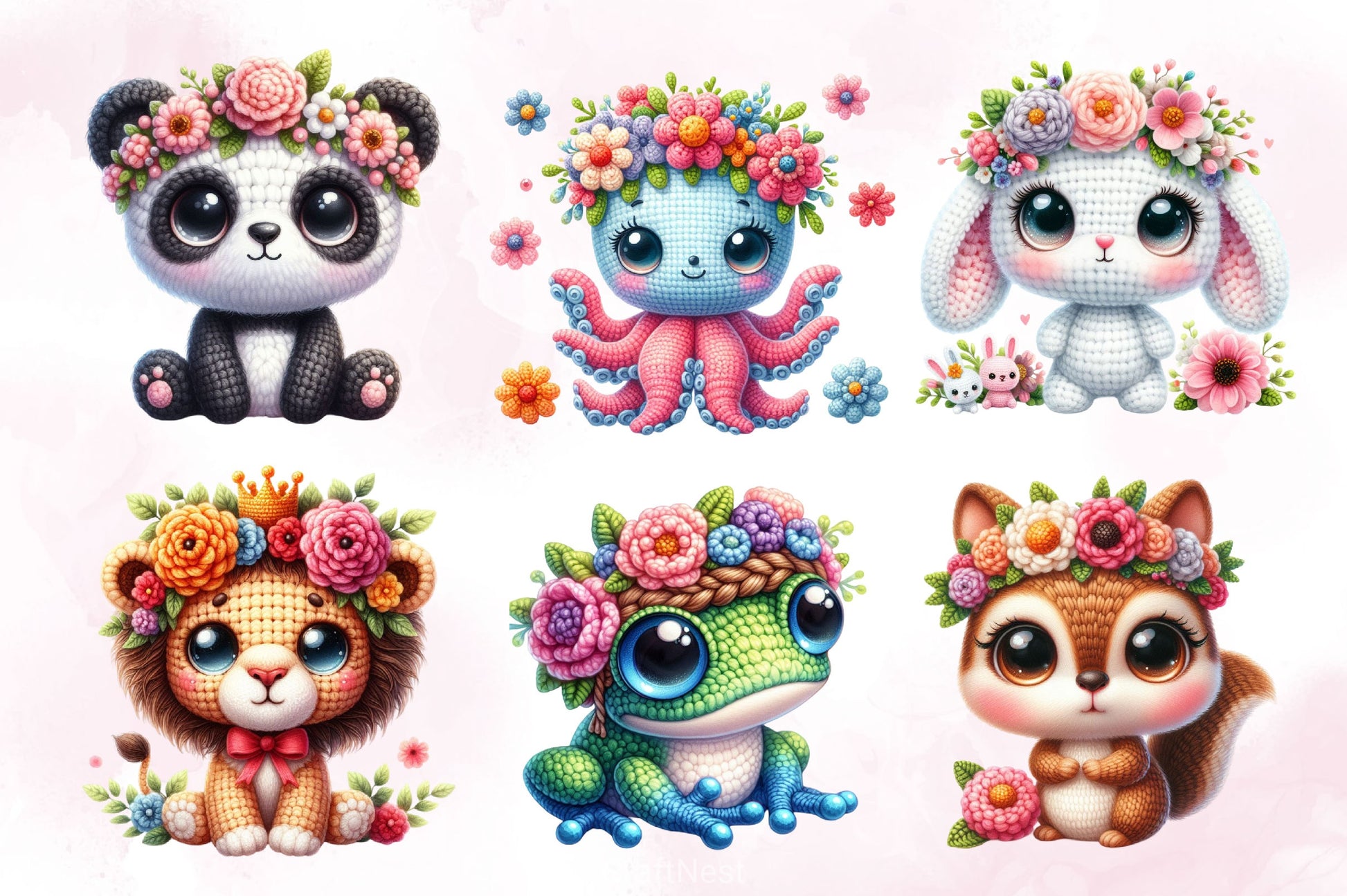 Crochet Animals And Flower Clipart Bundle - CraftNest - Digital Crafting and Art