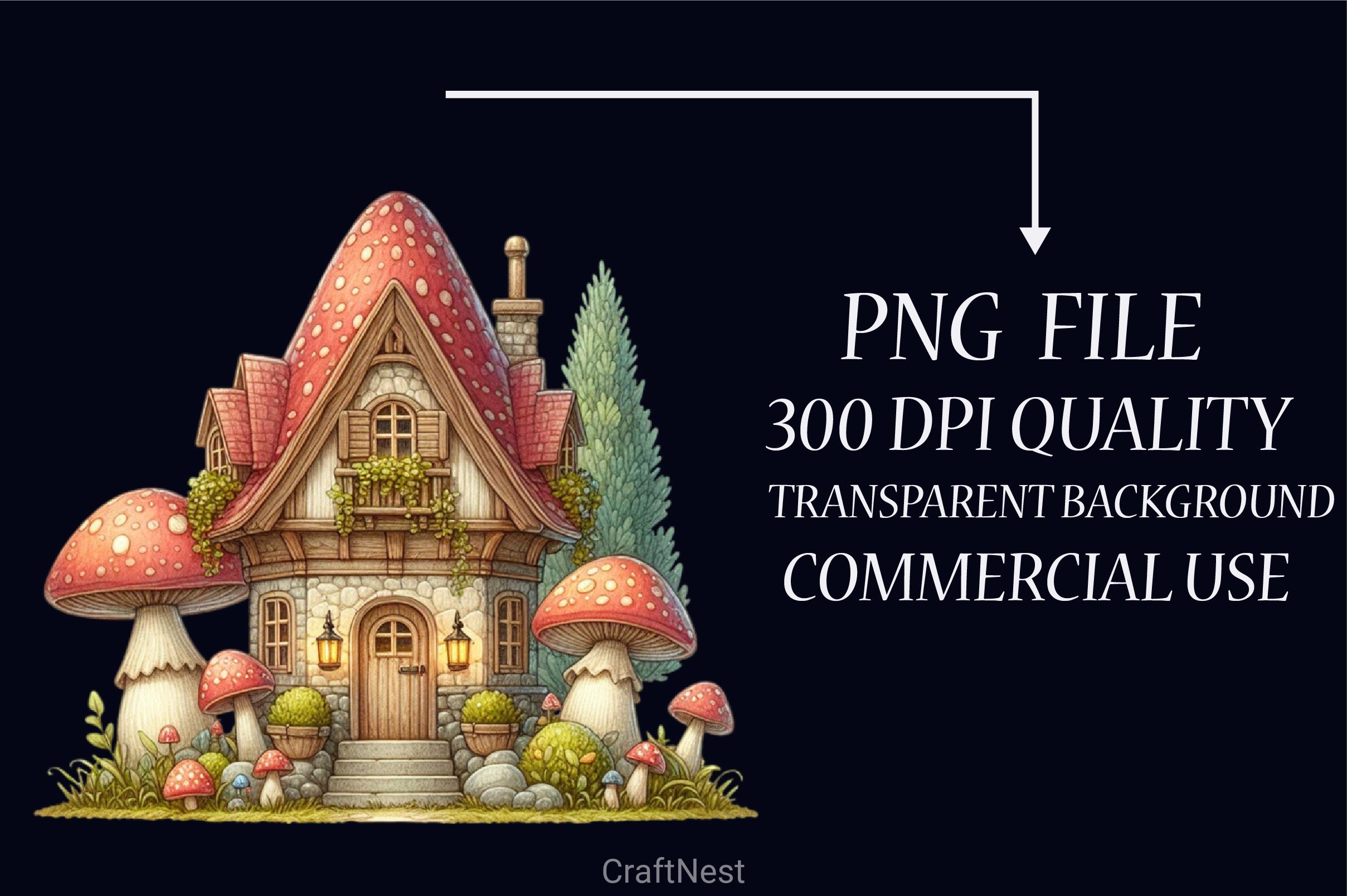 Mushroom House Clipart Bundle 1 - CraftNest - Digital Crafting and Art