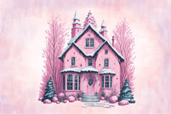 Pink Christmas House Clipart Bundle - CraftNest - Digital Crafting and Art