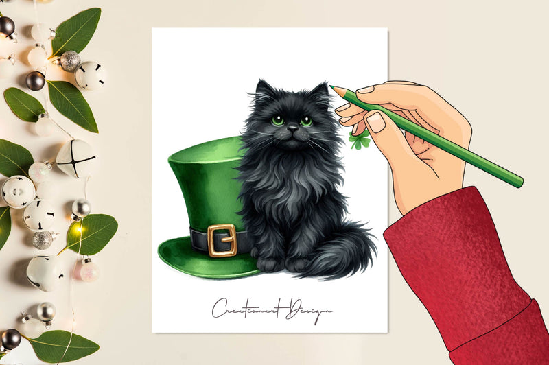 St Patrick's Black Cat Clipart Bundle - CraftNest - Digital Crafting and Art
