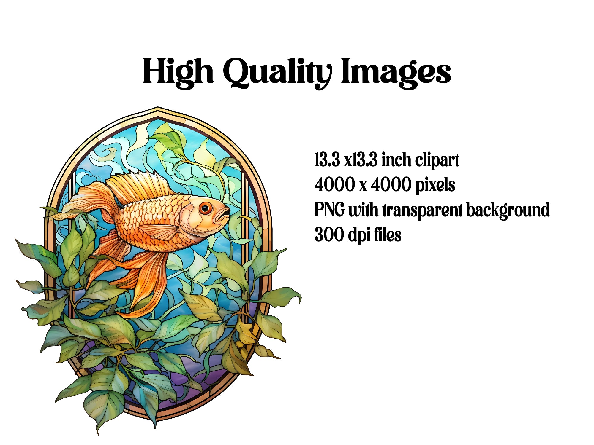 Stained Glass Fishes Clipart - CraftNest