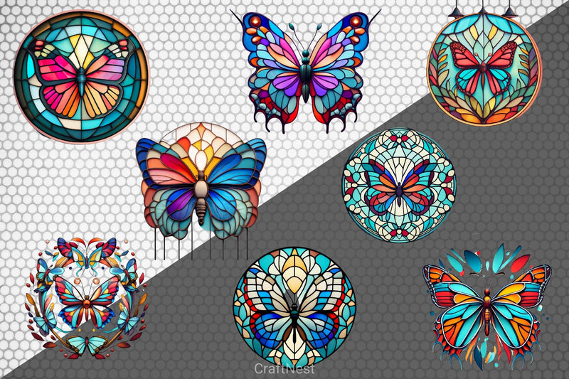 Stained Glass Butterfly Clipart Bundle - CraftNest - Digital Crafting and Art