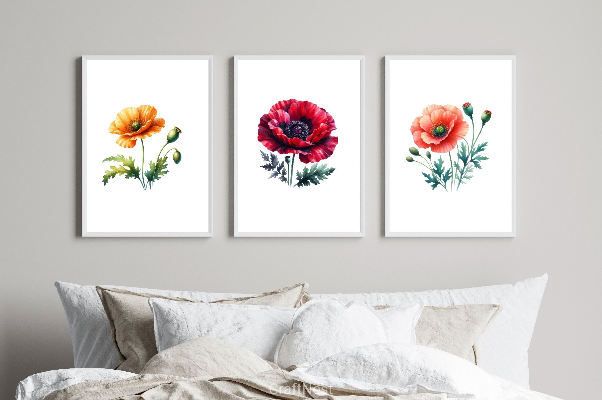 Aesthetic Poppy Flowers Clipart Bundle - CraftNest - Digital Crafting and Art